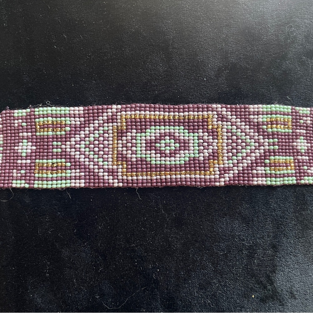 Handcrafted Beaded Bracelet in Purple and Mint